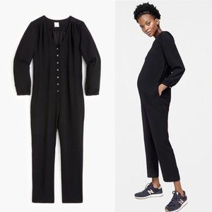 Hatch x J Crew Button Up Maternity Black Jumpsuit